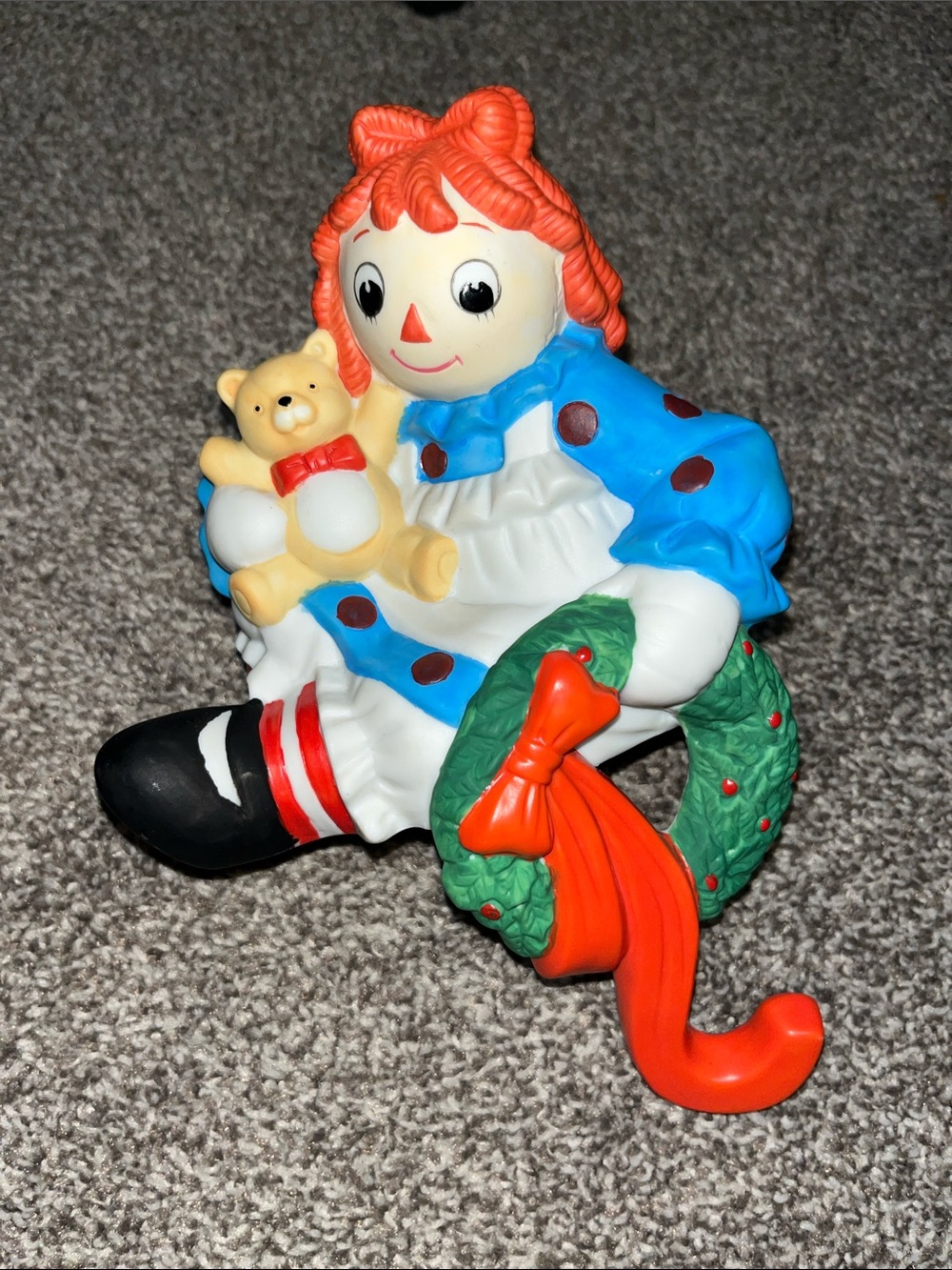 Vintage Flambro 4567 4568 Raggedy Ann Andy Christmas Stocking Mantle Figurines - Picture 10 of 15
